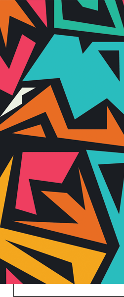 vertical background with colored shapes and black outlines